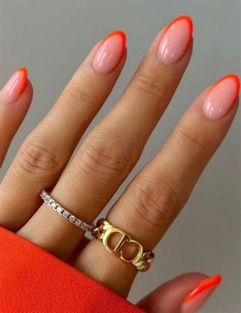 short orange french tip nails|orange french tip nails short.